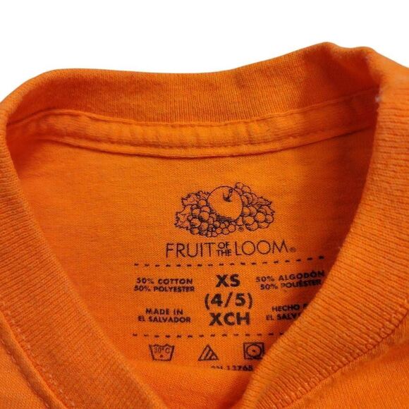 Fruit of the Loom Florescent Orange shirt XS4/5 - Picture 2 of 2